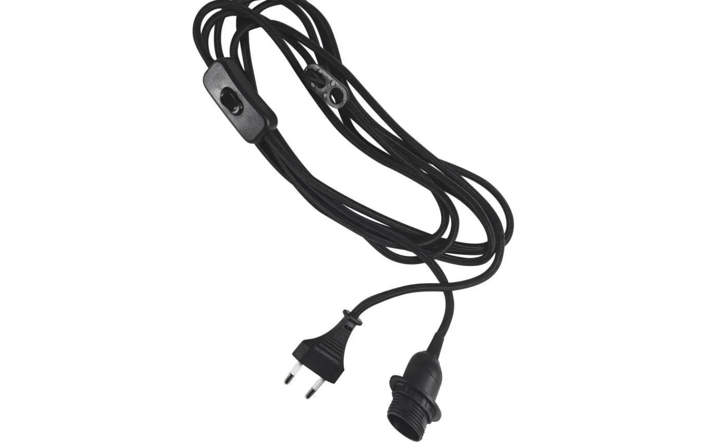 Sladdställ Med Sockel<PR Home Sladdställ E14 Textil 3,5m med brytare Svart