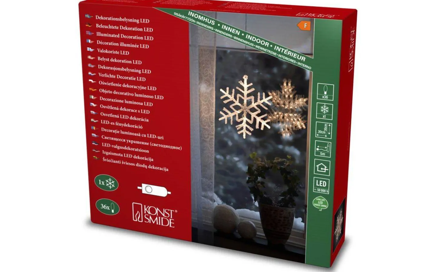 Konstsmide Snöflinga 30cm Varmvit* Julpynt Inomhus