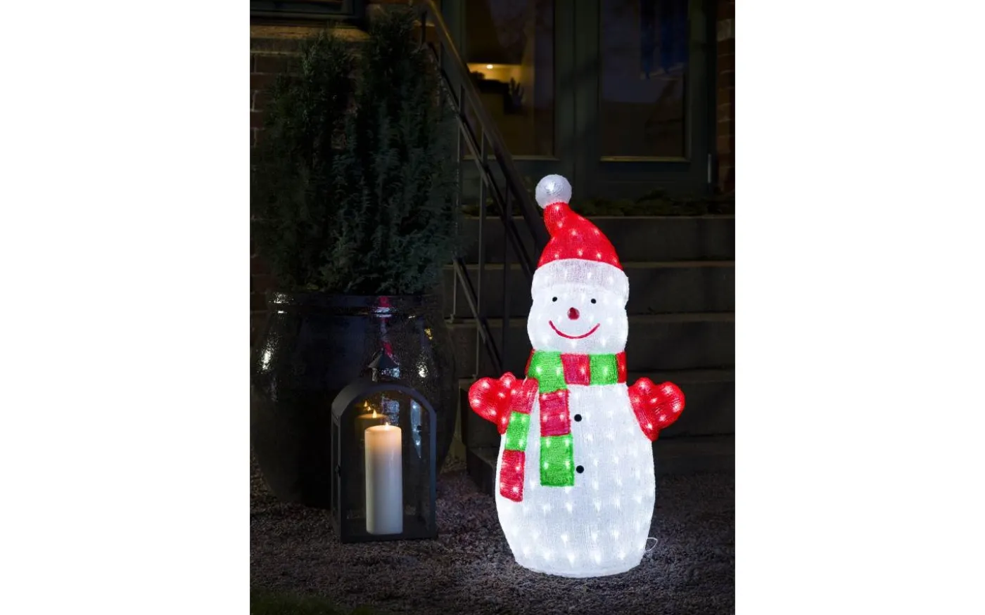 Snögubbe Med Mössa och Halsduk 90cm IP44