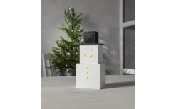 Star Trading Snowman Batteridriven Snögubbe i trä 30cm Vit* Batteri Julpynt Inomhus