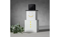 Star Trading Snowman Batteridriven Snögubbe i trä 30cm Vit* Batteri Julpynt Inomhus