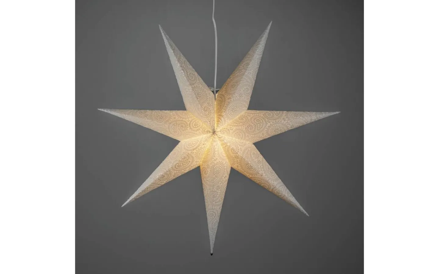 Konstsmide Snöskimra Julstjärna med brodyr 80cm Vit* Visa Alla Julstjärnor|Julstjärnor Med Sladd