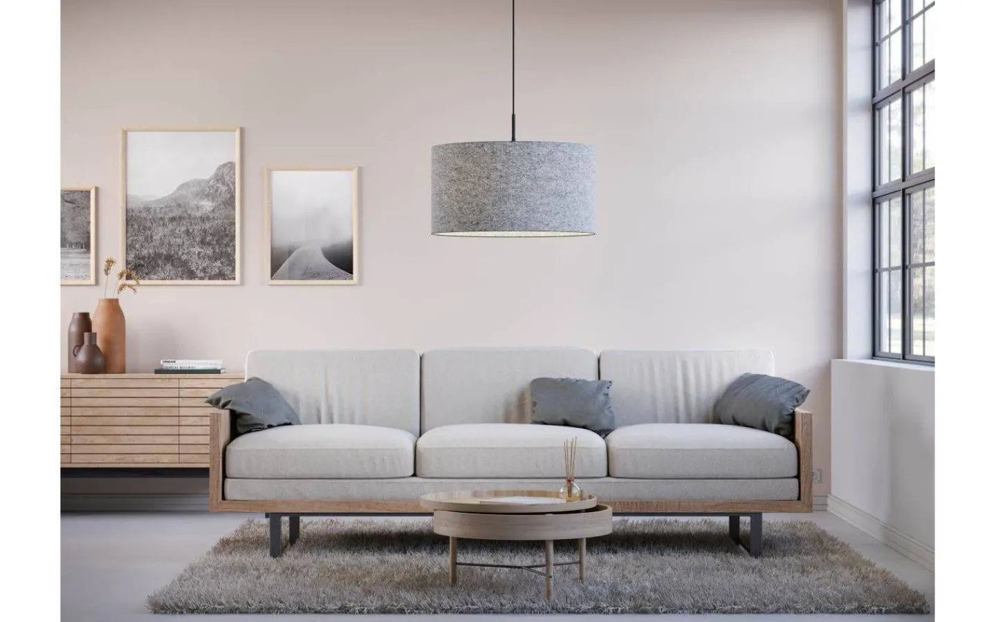 Belid Soft Taklampa Ø57 Grå Ull* Stora Taklampor Ø50-69 Cm