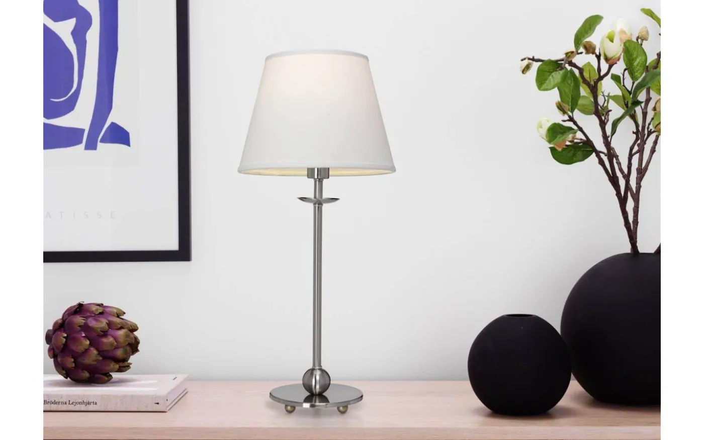 Sonja Lampfot 38cm Borstad Krom