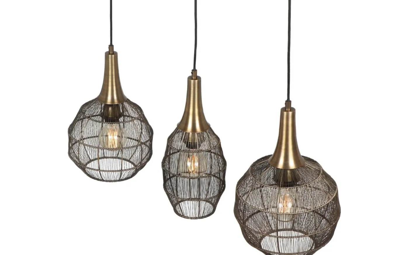 Soraya Takpendel 3-os E27 mattsvart/antikmässing