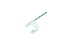 Spikklammer, Vit, För kabel 7-10 mm, 25 mm, 10 st