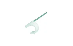 Spikklammer, Vit, För kabel 8-12 mm, 30 mm, 100 st