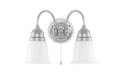 Karlskrona Lampfabrik Stackelberg - Förnicklad / Brytare / Vitt fäste* Lampetter