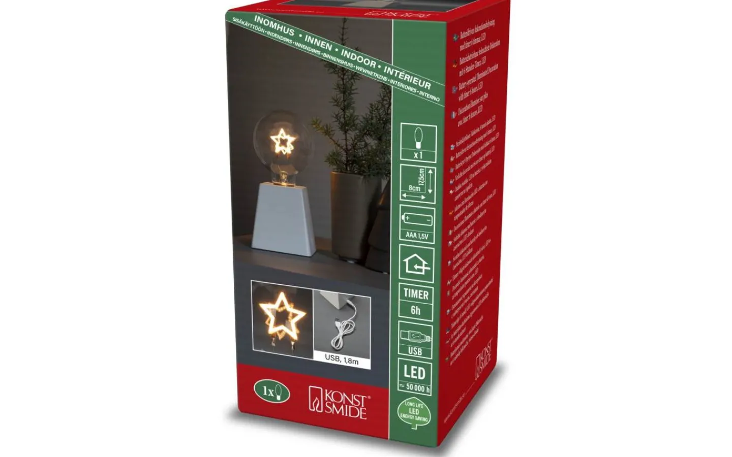 Batteri Julpynt Inomhus<Konstsmide Star Batteridriven Bordslampa 17,5cm
