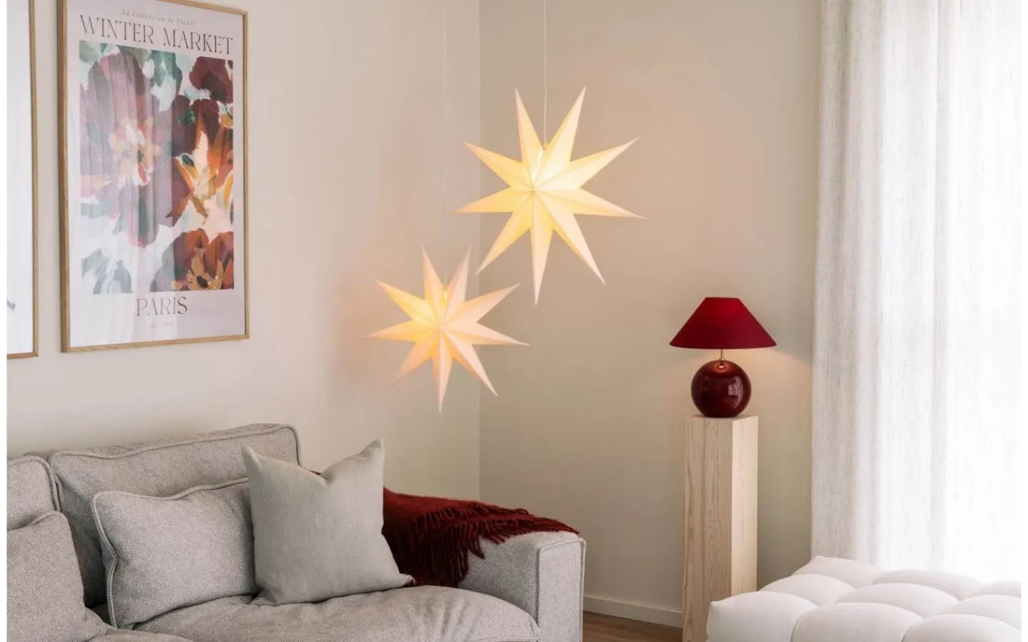 Visa Alla Julstjärnor|Julstjärnor Utan Sladd<Globen Lighting Stella Julstjärna 75cm Vit Bouclé