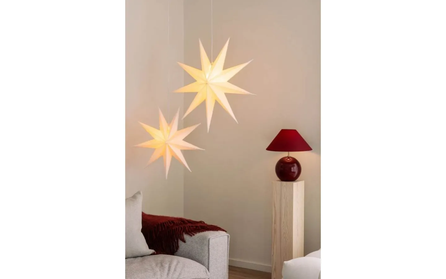 Visa Alla Julstjärnor|Julstjärnor Utan Sladd<Globen Lighting Stella Julstjärna 60cm Vit Bouclé