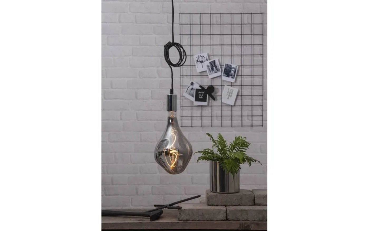 Stil Pendel E27 med 3,5m textilkabel Krom