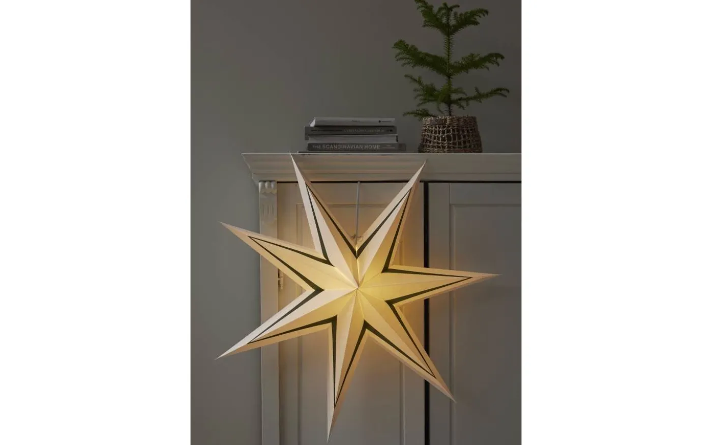 Stripe Julstjärna 77cm Vit/Grön