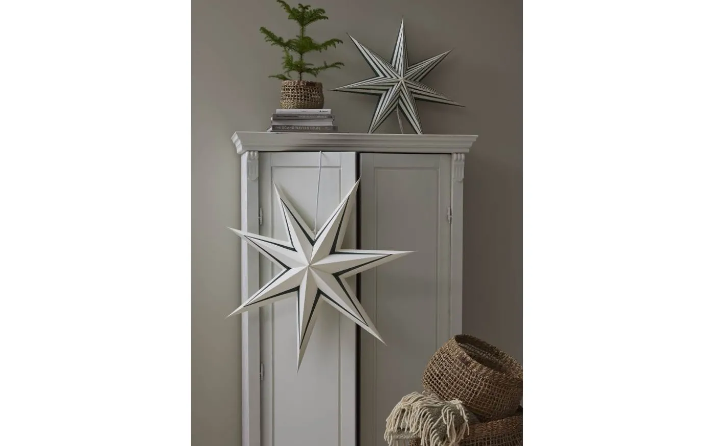 Stripe Julstjärna 77cm Vit/Grön