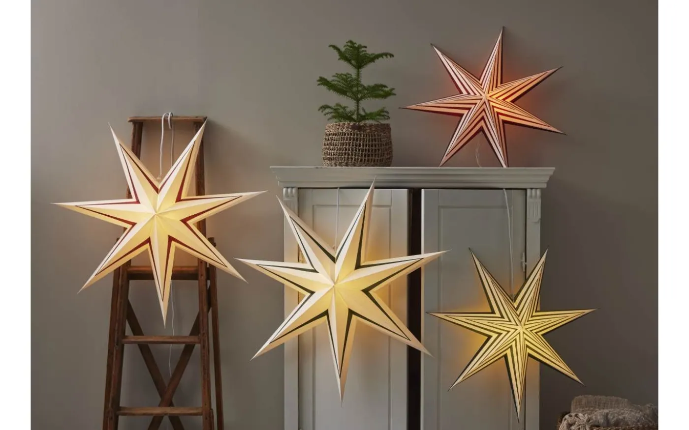 Stripe Julstjärna 77cm Vit/Grön