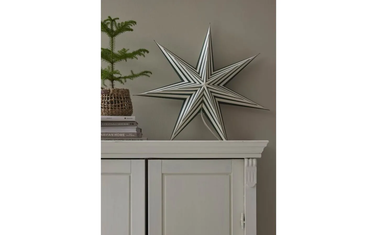 Visa Alla Julstjärnor|Julstjärnor Utan Sladd<Star Trading Stripe Julstjärna 60cm Vit/Grön