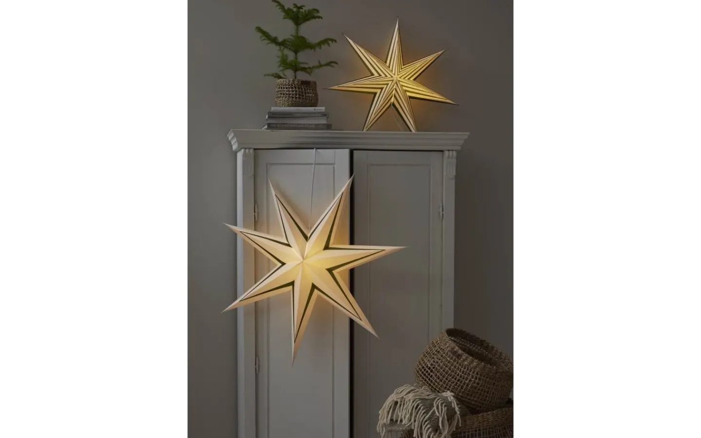 Visa Alla Julstjärnor|Julstjärnor Utan Sladd<Star Trading Stripe Julstjärna 60cm Vit/Grön