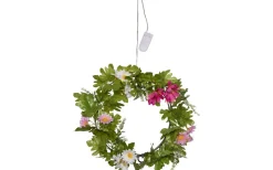 Star Trading Summer Krans Dekoration 20cm LED Vit/Rosa* Inomhusdekorationer Batteri