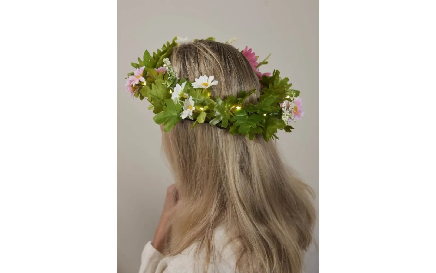 Star Trading Summer Krans Dekoration 20cm LED Vit/Rosa* Inomhusdekorationer Batteri