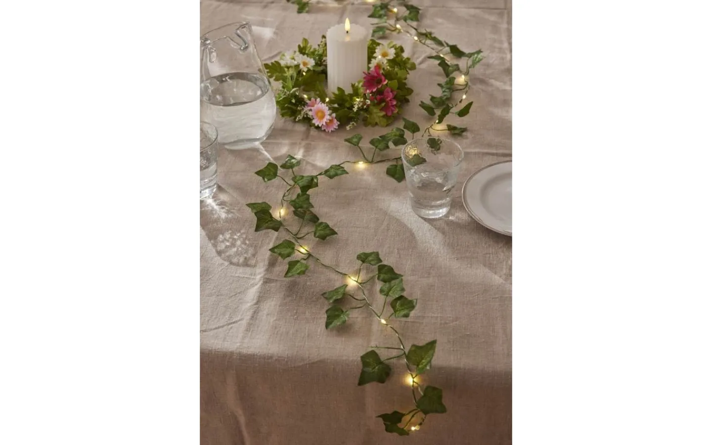 Star Trading Summer Krans Dekoration 20cm LED Vit/Rosa* Inomhusdekorationer Batteri