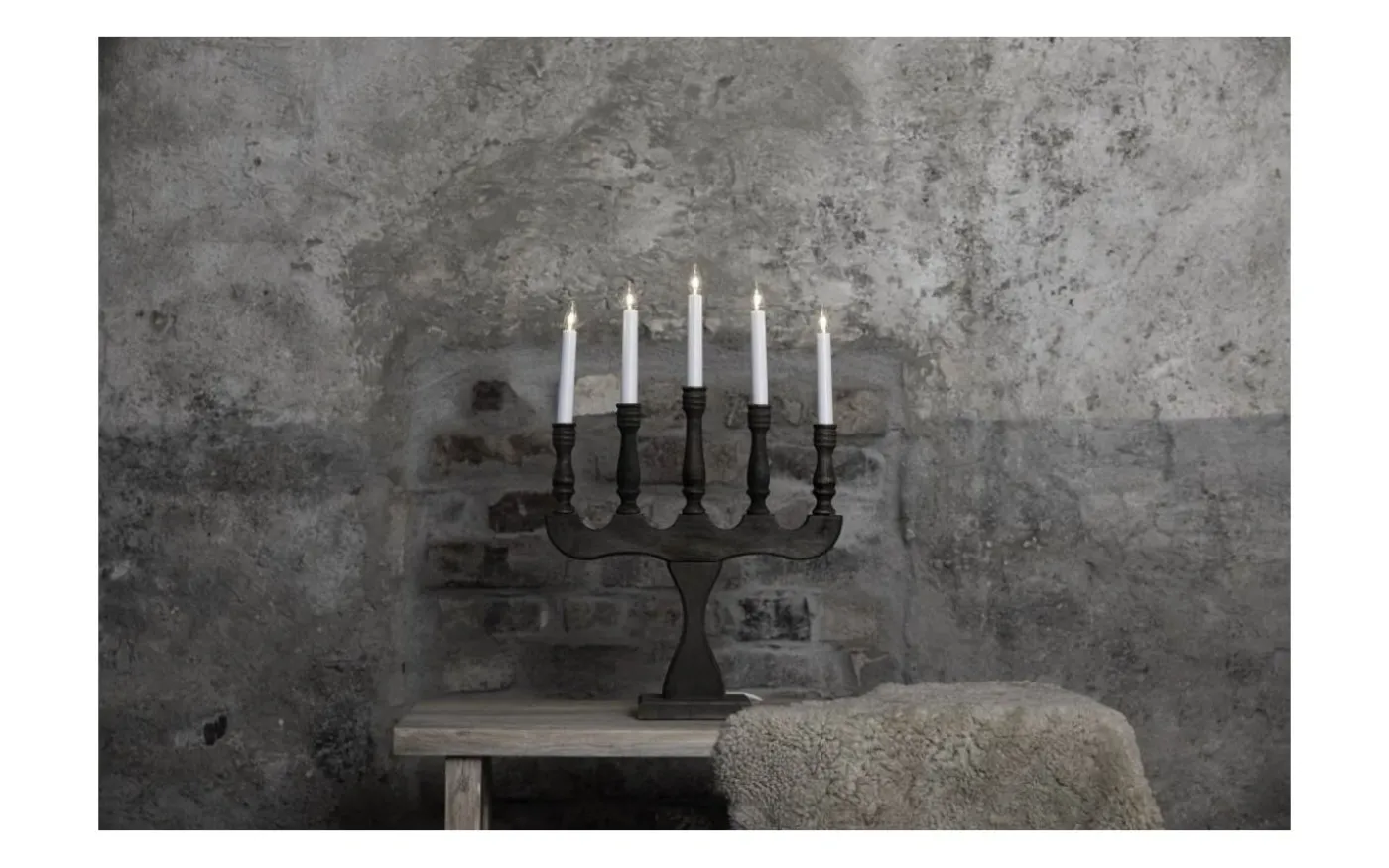 Svaneholm Adventsljusstake 5L 53cm Grå