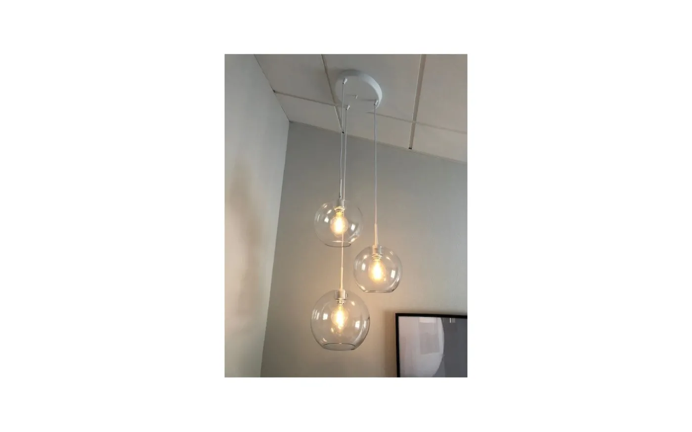 Takupphäng För 3 Pendlar Ø33cm Mattvit