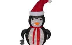 Batteri Julpynt Utomhus<Star Trading Tecidy Batteridriven Pingvin i Textil med Timer 70cm IP44