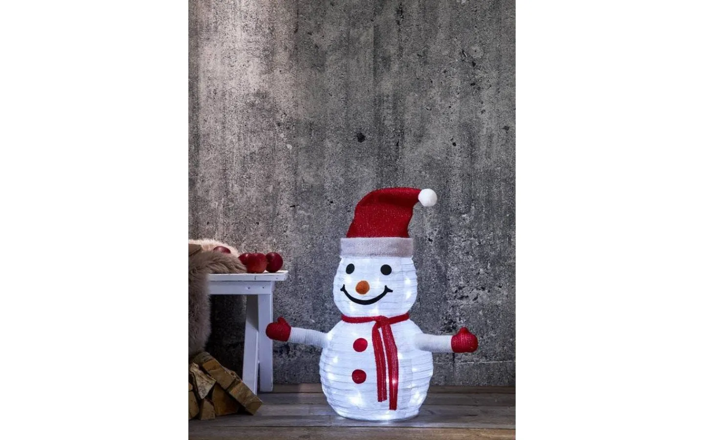 Star Trading Tecidy Batteridriven Snögubbe i Textil med Timer 70cm IP44* Batteri Julpynt Utomhus