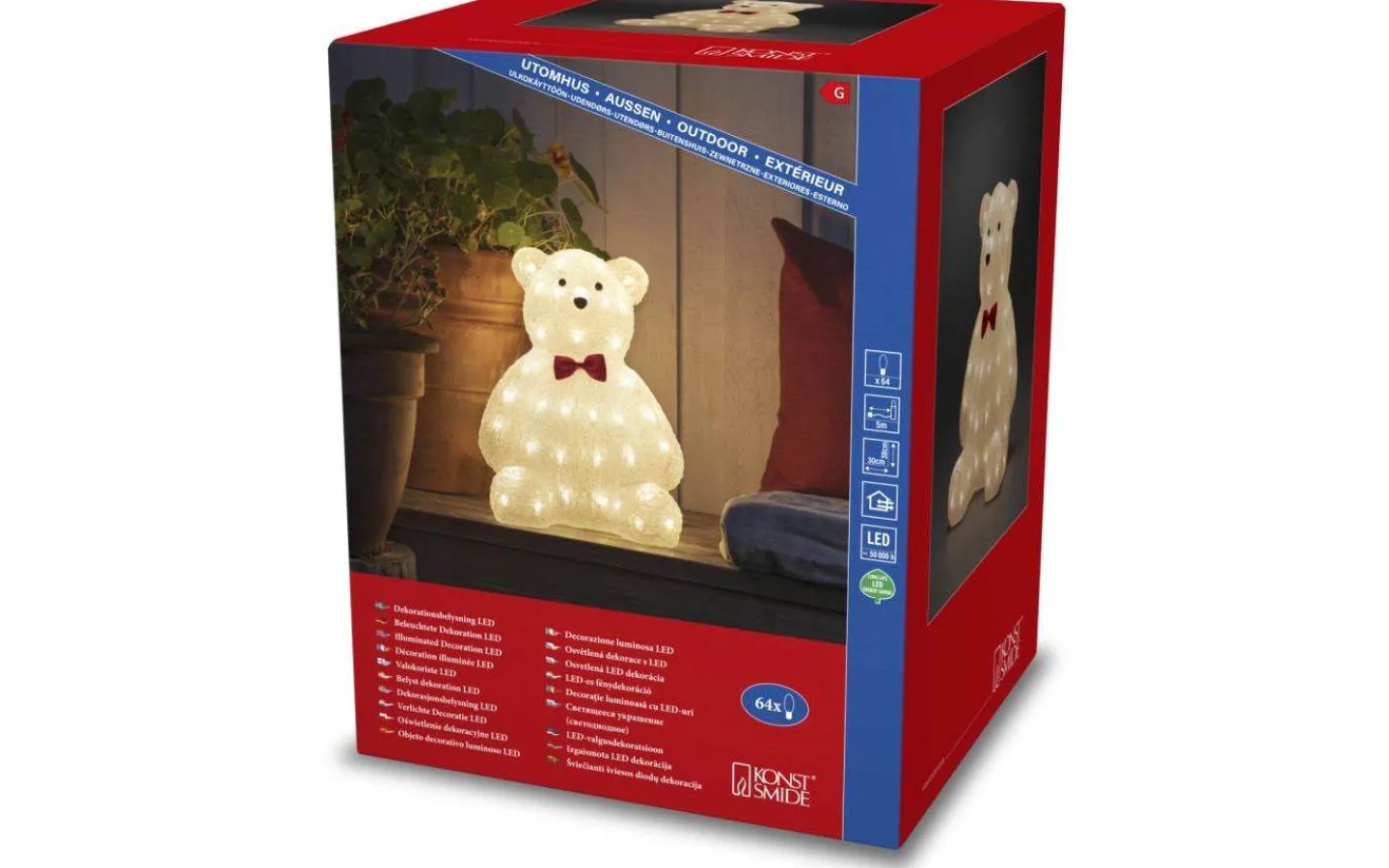 Julpynt Utomhus<Konstsmide Teddybjörn 38cm Varmvit IP44