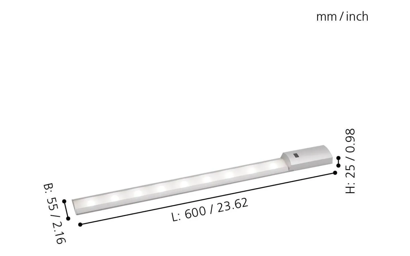 Eglo Teya Bänkbelysning 60cm med Rörelsesensor LED 4000K 10W Silver* Bänkbelysning