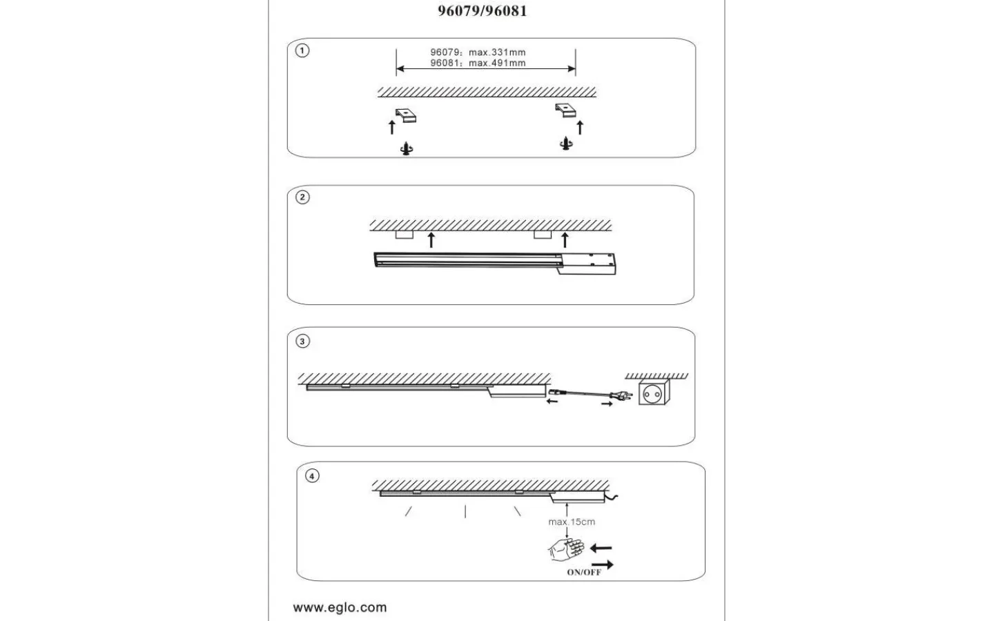 Eglo Teya Bänkbelysning 60cm med Rörelsesensor LED 4000K 10W Silver* Bänkbelysning