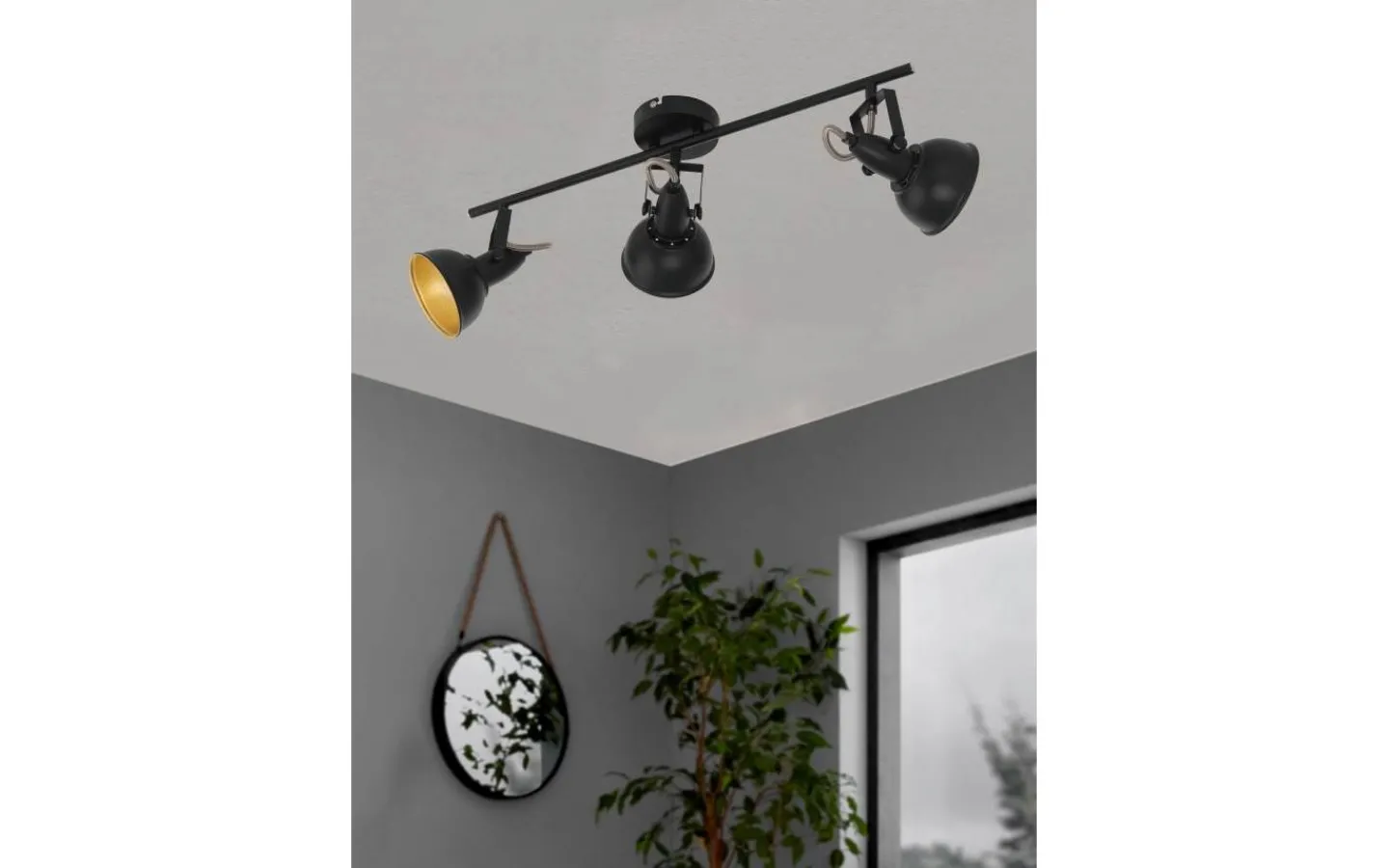 Eglo Thornton Takspotlight 61cm Svart/Guld* Avlånga Takspotlights|Takspot Med 3 Lampor