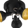 Runda Takspotlights|Takspot Med 3 Lampor<Eglo Thornton Takspotlight 25cm Svart/Guld