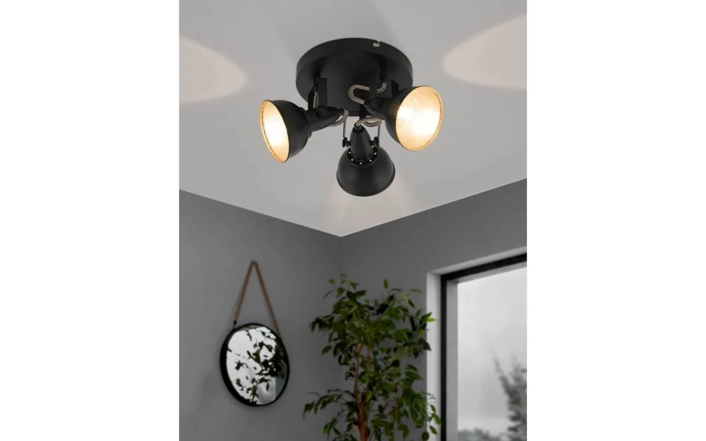 Runda Takspotlights|Takspot Med 3 Lampor<Eglo Thornton Takspotlight 25cm Svart/Guld