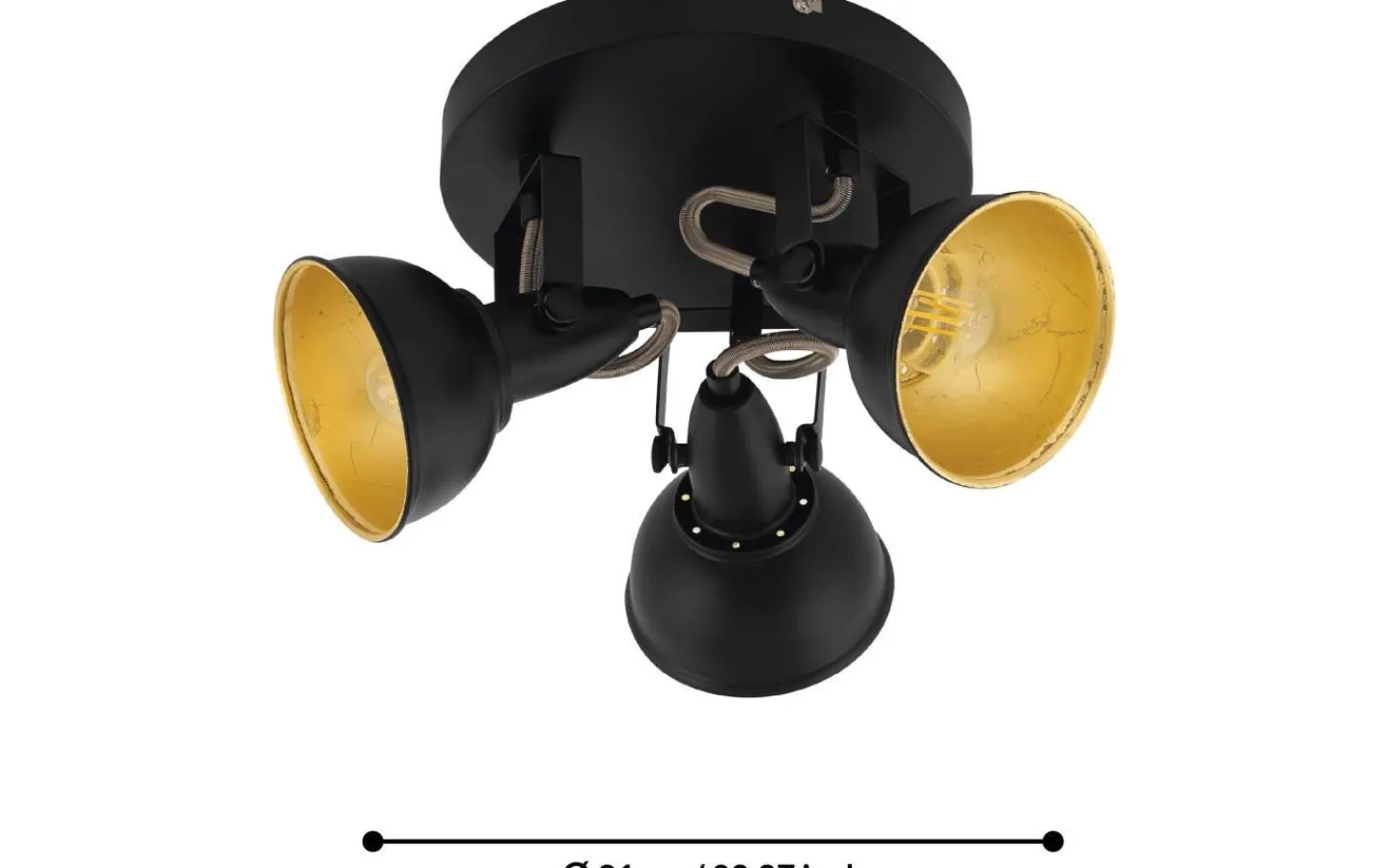 Runda Takspotlights|Takspot Med 3 Lampor<Eglo Thornton Takspotlight 25cm Svart/Guld