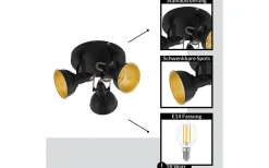 Runda Takspotlights|Takspot Med 3 Lampor<Eglo Thornton Takspotlight 25cm Svart/Guld