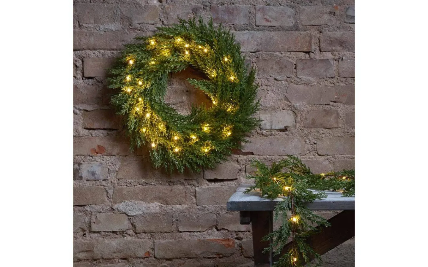 Kransar|Batteri Julpynt Utomhus<Star Trading Thuja Batteridriven Krans 45cm LED Grön IP44