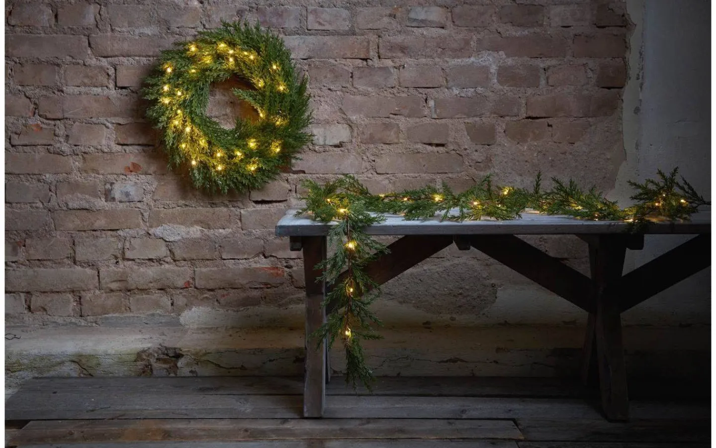 Kransar|Batteri Julpynt Utomhus<Star Trading Thuja Batteridriven Krans 45cm LED Grön IP44