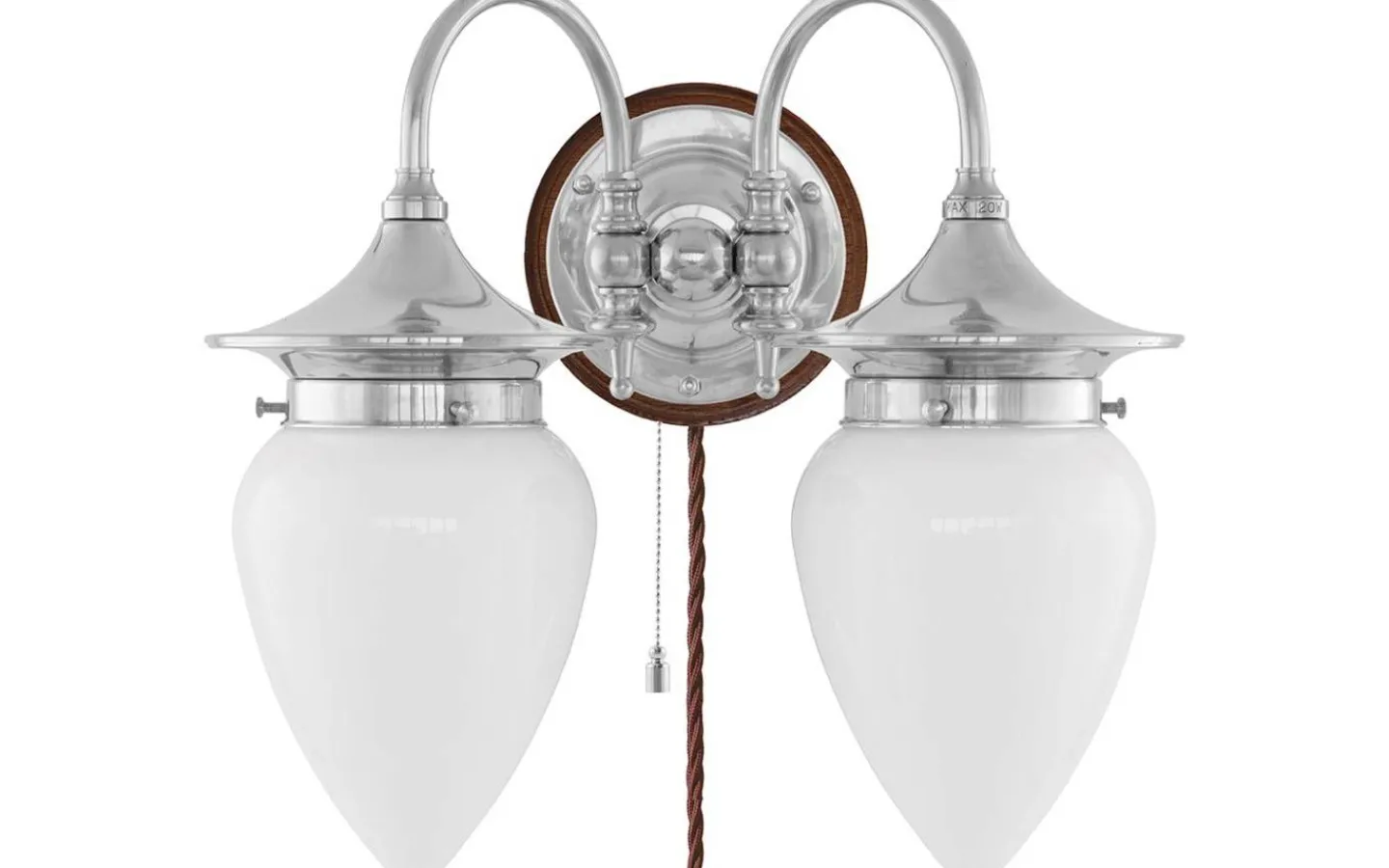 Lampetter<Karlskrona Lampfabrik Tigerstedt - Förnicklad / Brytare / Brunt fäste