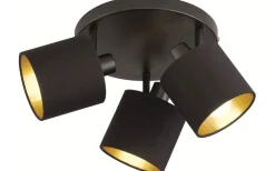 Runda Takspotlights|Takspot Med 3 Lampor<Reality Tommy Spotlight 3-delad E14 matt svart/guld