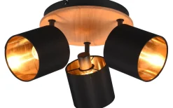 Runda Takspotlights|Takspot Med 3 Lampor<Reality Tommy Spotlight 3-delad E14 trä/matt svart