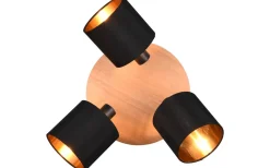 Runda Takspotlights|Takspot Med 3 Lampor<Reality Tommy Spotlight 3-delad E14 trä/matt svart