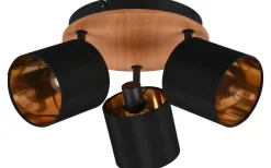 Runda Takspotlights|Takspot Med 3 Lampor<Reality Tommy Spotlight 3-delad E14 trä/matt svart