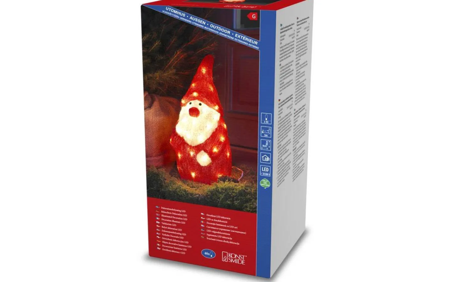 Julpynt Utomhus<Konstsmide Tomte i Akryl 38cm IP44