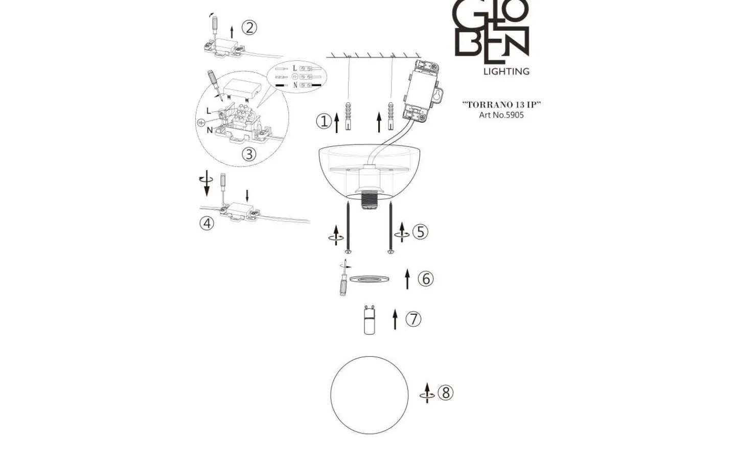 Badrumslampor Vägg|Badrumslampor Tak<Globen Lighting Torrano Vägglampa/Plafond 13cm IP44 Vit