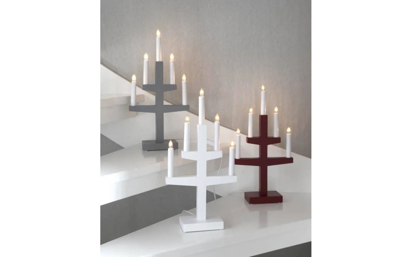 Trapp Adventsljusstake Röd 46cm