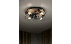 Trondheim Takfläkt 48cm 4xE27 matt svart/trä