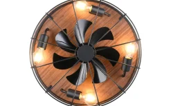 Trondheim Takfläkt 48cm 4xE27 matt svart/trä