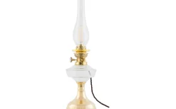 Karlskrona Lampfabrik Trossö 70 - Mässing / Elmonterad* Fotogenlampor|Bordslampor