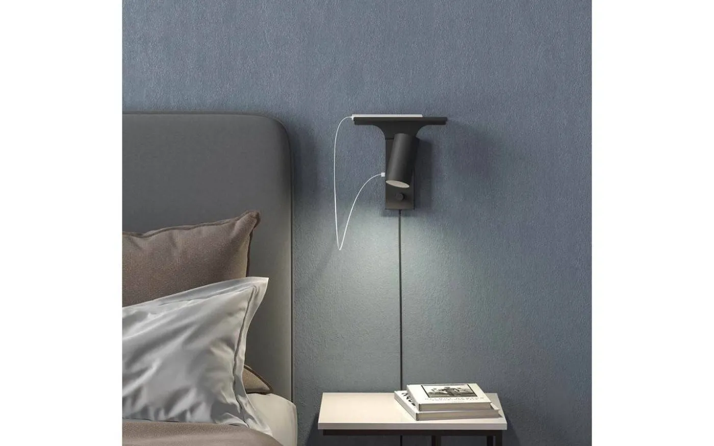 Tyson Vägglampa USB Höger Svart